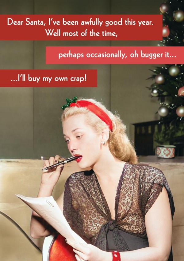 Funny Letter to Santa Christmas Card- Retro - I've been good, well sort of... created by Quitting Hollywood
