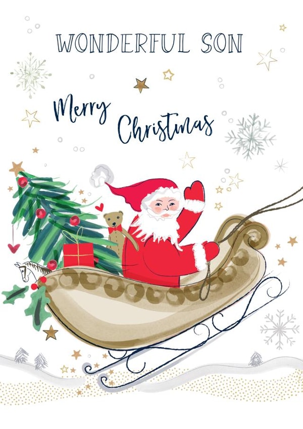 Classic Christmas Card - For Son - Sleigh created by Katie Phythian Design