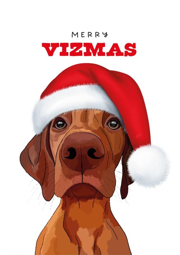Cute Christmas Card - Merry Vizmas - Vizsla created by badgerbee design