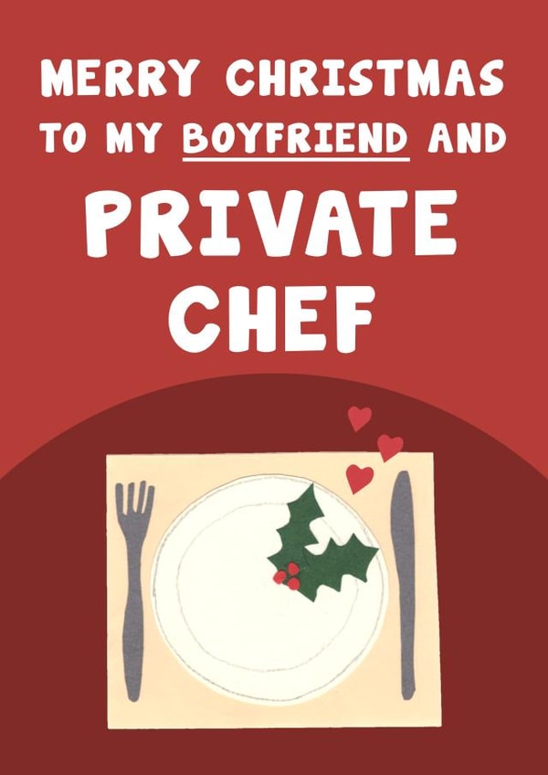 Funny Christmas Card - For Boyfriend - Private Chef created by Card and Cake