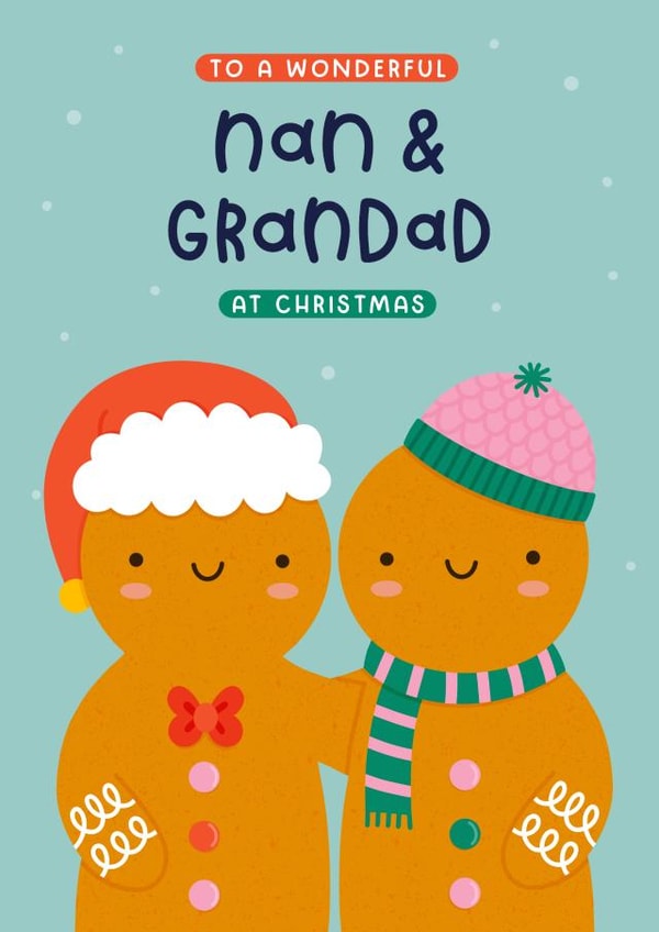 Cute Christmas Card - For Nan and Grandad - Gingerbread created by Joanne Hawker