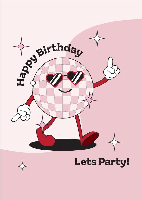 Groovy Birthday card for fun friends - Lets Party! created by Little Prints By Emma