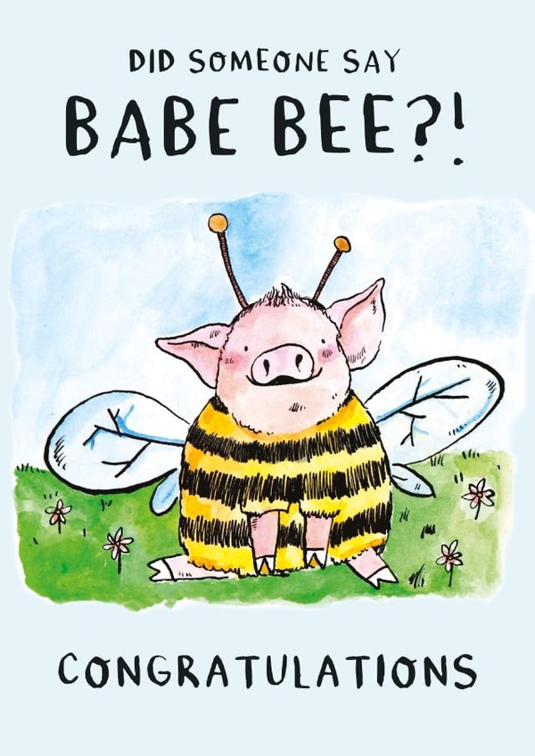 Cute New Baby Card - Babe Pun - Babe Bee created by Jelly Armchair