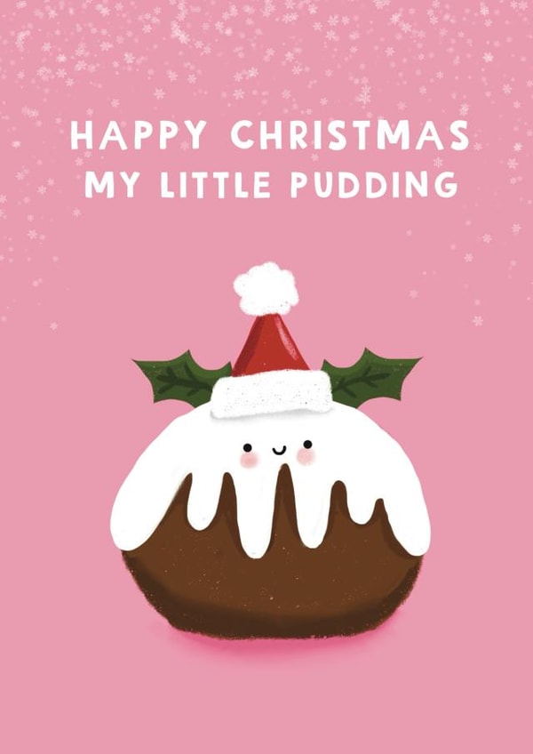 Cute Christmas Card - My Little Pudding - Holly created by Giddy Kipper