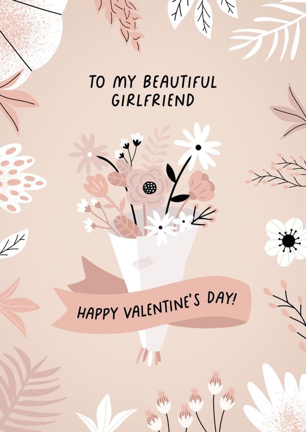 Pretty Valentine’s Day Card - For Girlfriend - Flowers created by Evie Garnett Designs