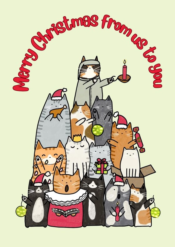 Cute Christmas Card - Cats - From Us To You created by suzcreate