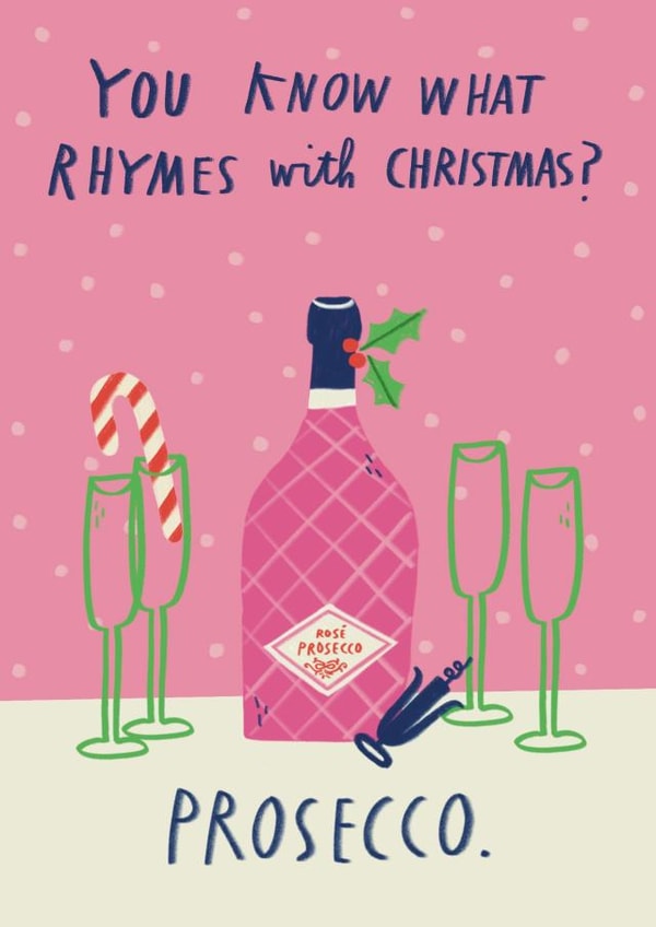 Funny Christmas Card - Prosecco created by Alice Mole Illustration