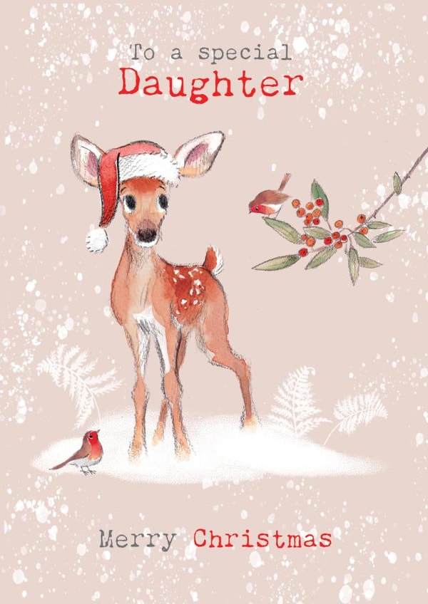Cute Christmas Card - For Daughter - Deer & Robins created by Paper Shed Design