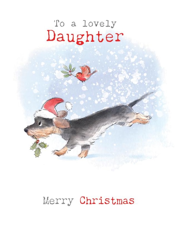 Cute Christmas Card - For Daughter - Dachshund created by Paper Shed Design