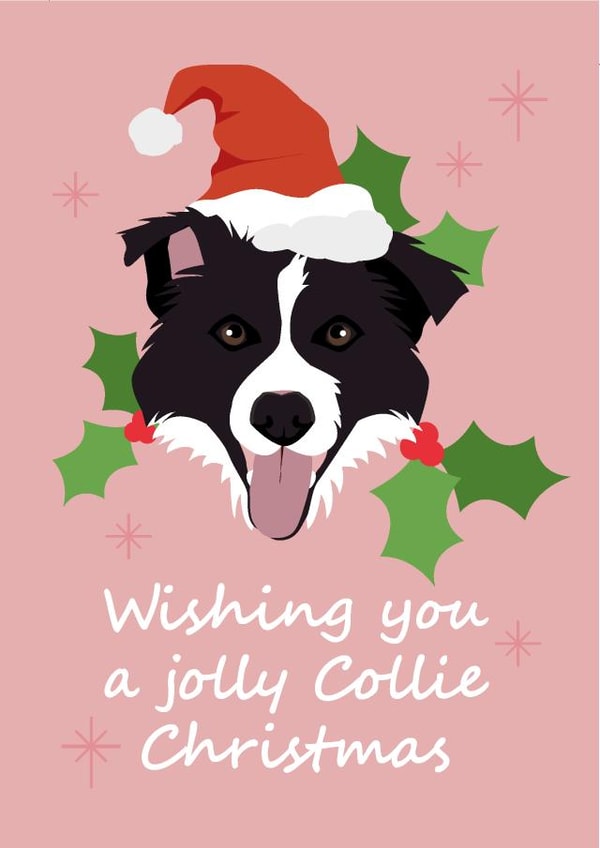 Cute Christmas Card - Dog - Jolly Collie Christmas created by Roger Bear Designs