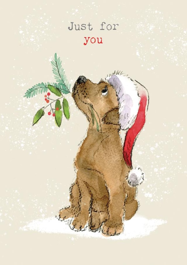 Cute Christmas Card - Just For You - Brown Puppy created by Paper Shed Design