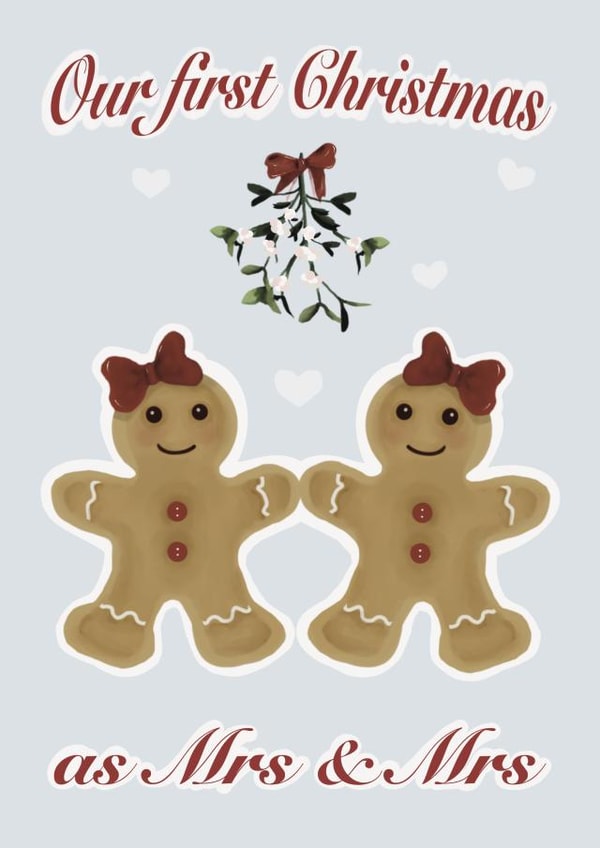 Cute Christmas Card for your first Christmas together – Mrs & Mrs – Lesbian created by onethirtysix_am