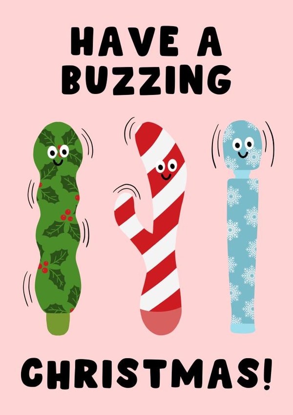 Funny Christmas Card - Have A Buzzing Christmas - Vibrators created by Pink Peach Cards