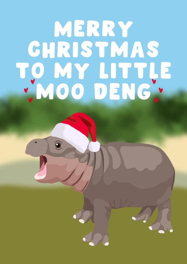 Cute Christmas Card - For Partner - Moo Deng created by Pink Peach Cards