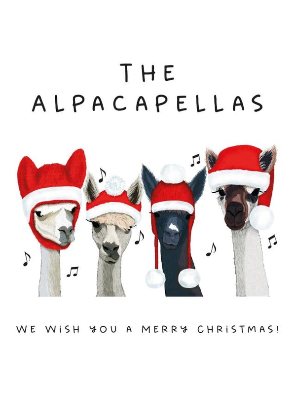 Funny Christmas Card - We Wish You A Merry Christmas! - Alpaca Pun created by badgerbee design