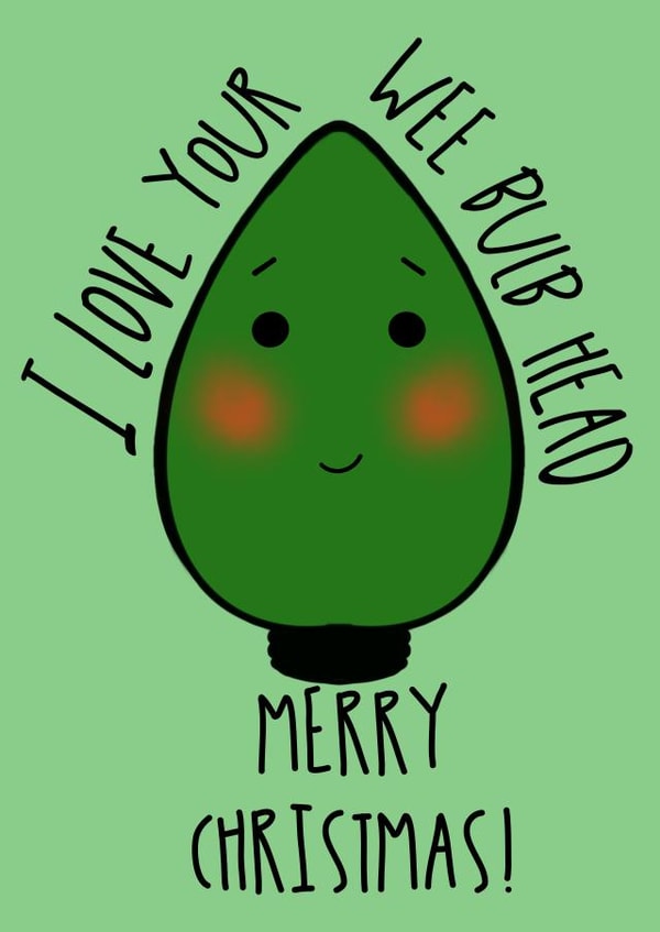 Christmas card for the bald man in your life created by Lauren Clark