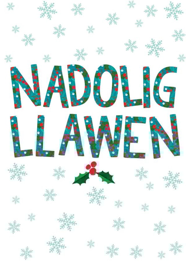 Classic Christmas Card - Nadolig Llawen - Welsh Language created by The Boy and the Bear