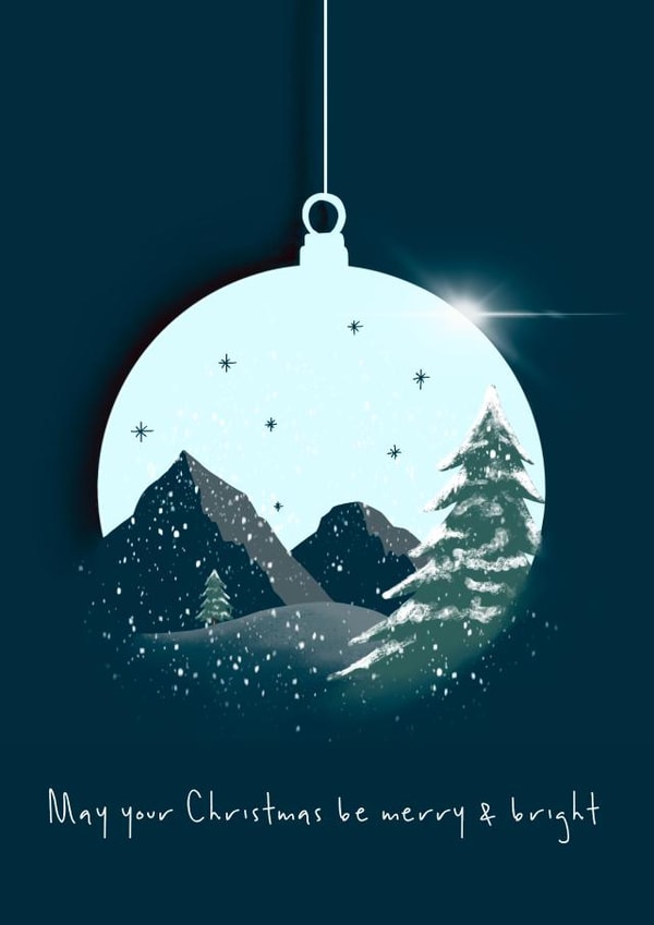 Beautiful snow scene in a Christmas bauble created by Lucy Driver