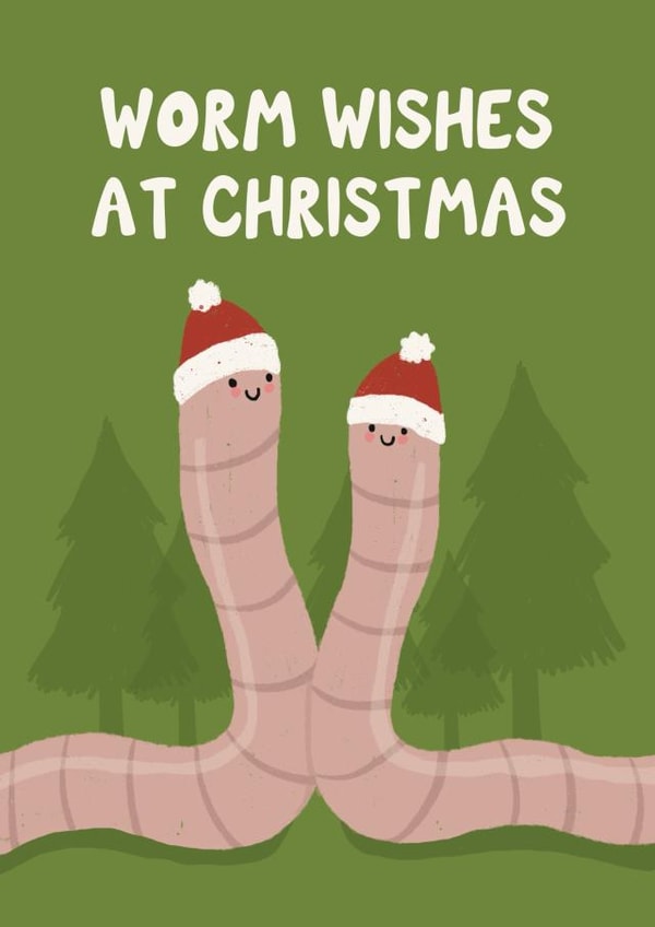 Cute Christmas Card - Worms - Warm Wishes created by Giddy Kipper