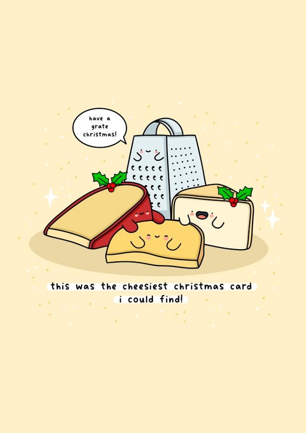 Funny Christmas card - Cheesiest Christmas Card - Cheese Puns created by Rosalie Perl