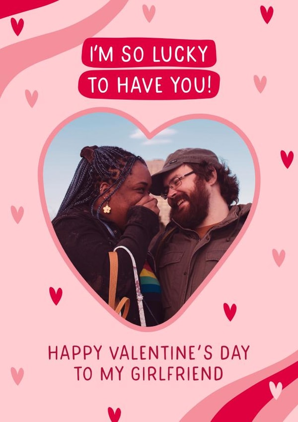 Cute Valentine’s Day Card - For Girlfriend - Lucky to Have You created by Evie Garnett Designs