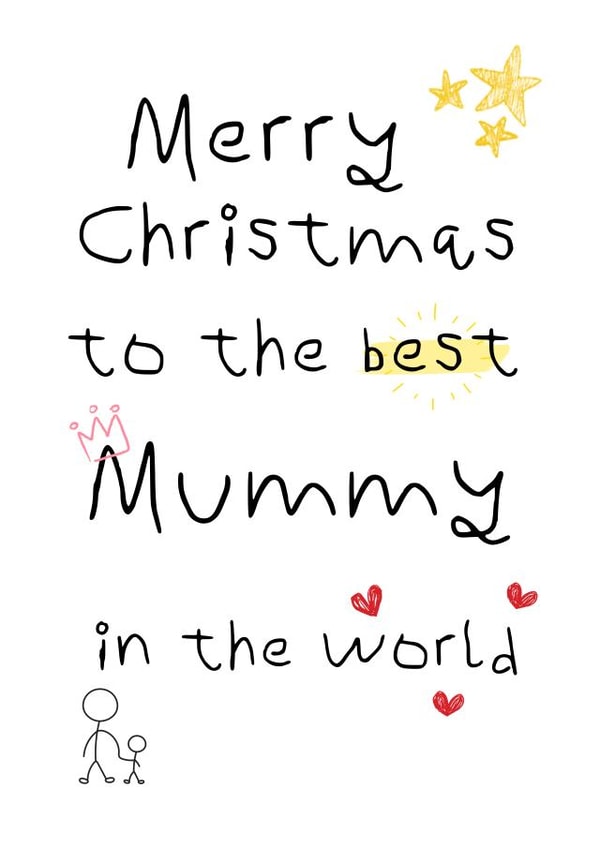 Cute Handwritten Christmas Card For Mummy - For Mum - From Kids - From Baby created by Delicate Point of View