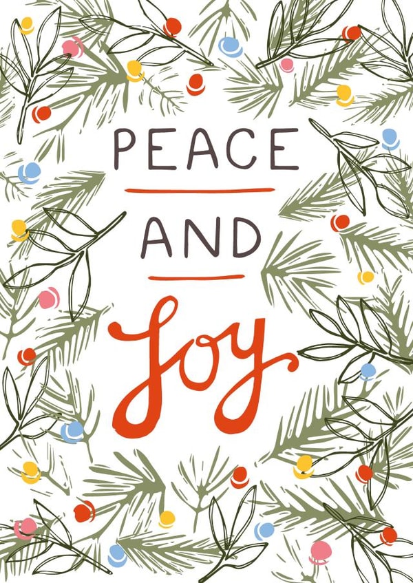 Classic Christmas Card - Peace And Joy - Festive Foliage created by @VickyYorkeDesigns