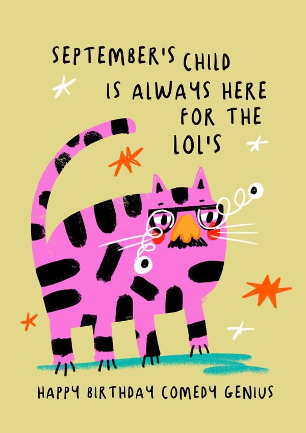 Fun September Birthday Card for Everyone
Comedy Genius created by NICHOLA COWDERY ILLUSTRATIONS 