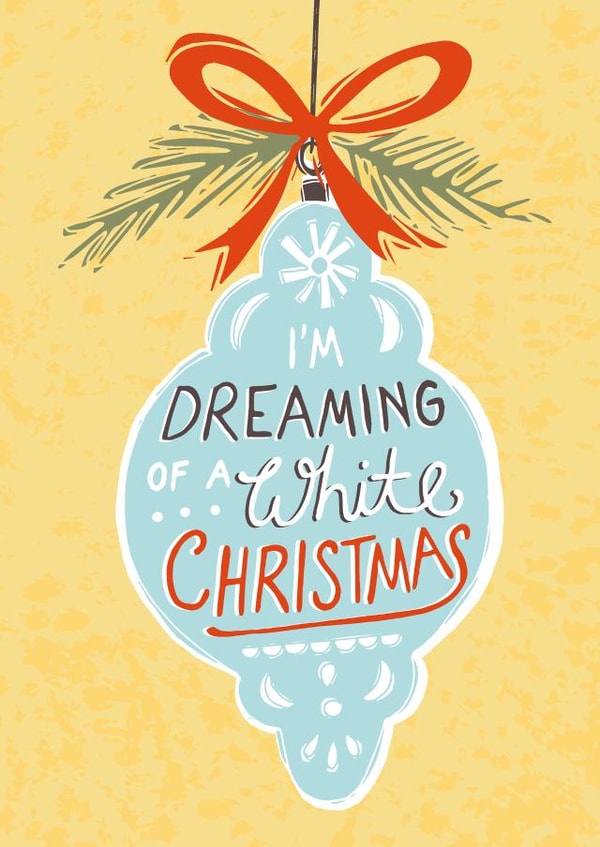 Arty Christmas Card - Vintage Bauble - Dreaming Of A White Christmas created by @VickyYorkeDesigns