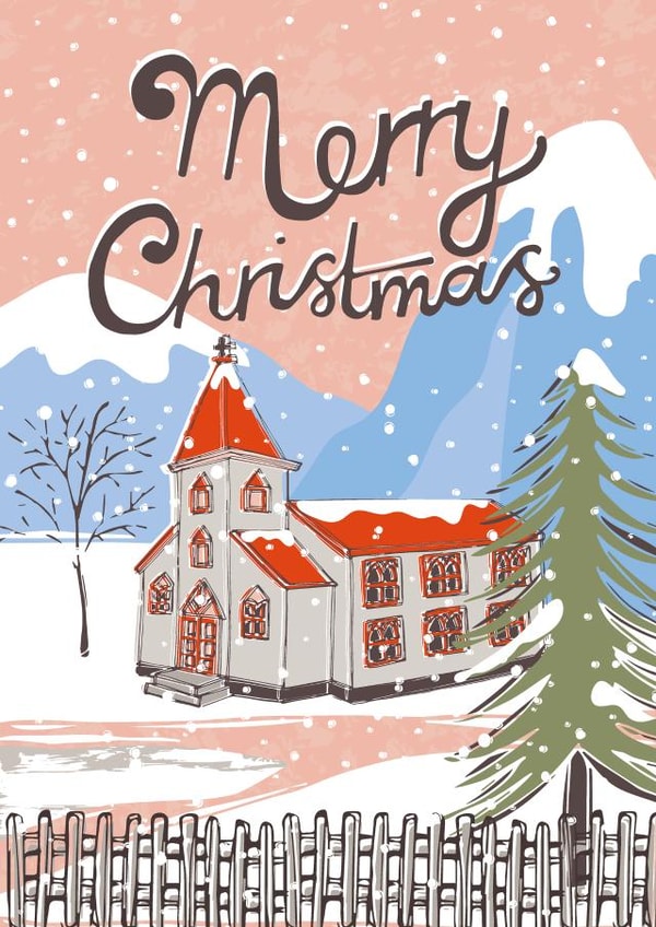 Classic Christmas Card - Snowy Church created by @VickyYorkeDesigns