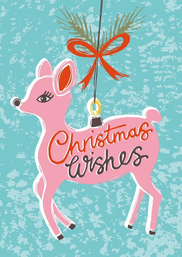 Cute Christmas Card - Reindeer Bauble - Vintage Decoration created by @VickyYorkeDesigns