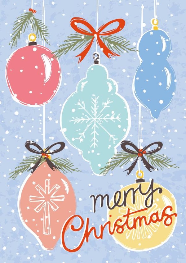 Classic Christmas Card - Vintage Baubles created by @VickyYorkeDesigns