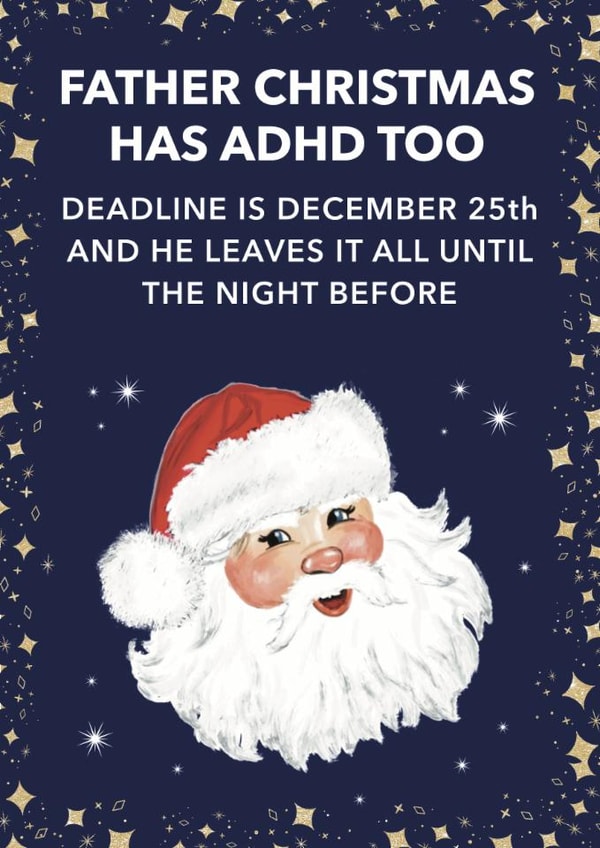 Funny Christmas Card - ADHD - Santa Claus created by Choo Choo
