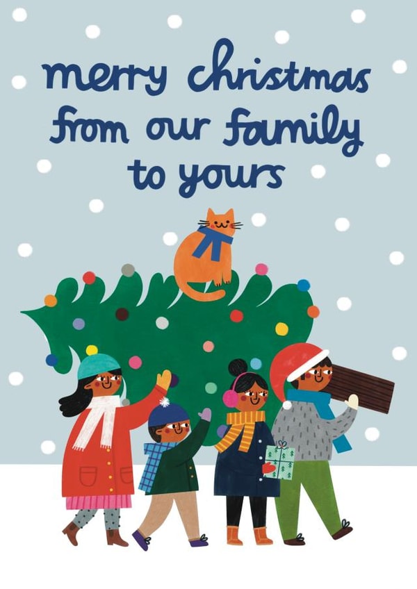 Cute Christmas Card - Our Family To Yours - Christmas Tree created by Alice Mole Illustration