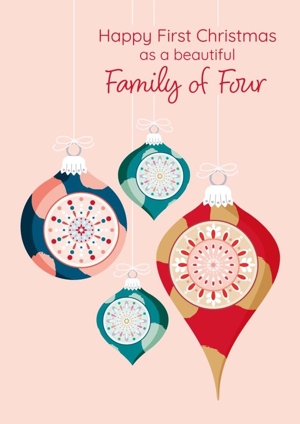 Classic Christmas Card - First Christmas - Family Of Four created by Gellie Design