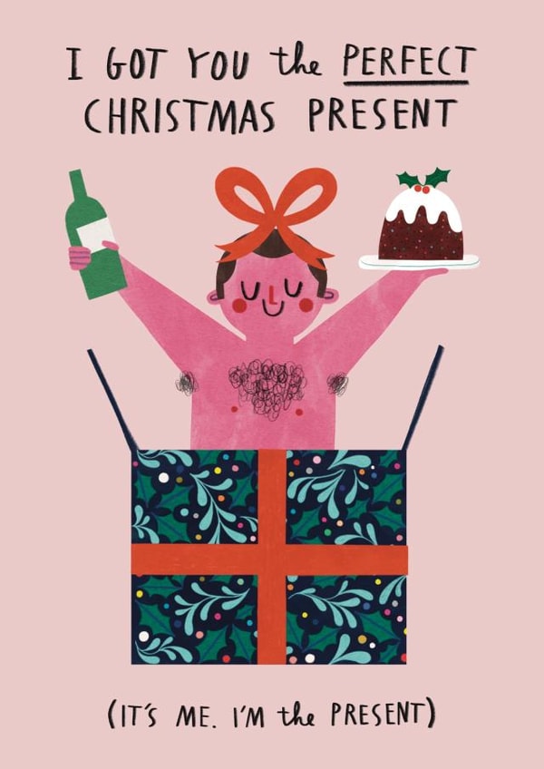 Funny Christmas Card - Perfect Present - Surprise! created by Alice Mole Illustration