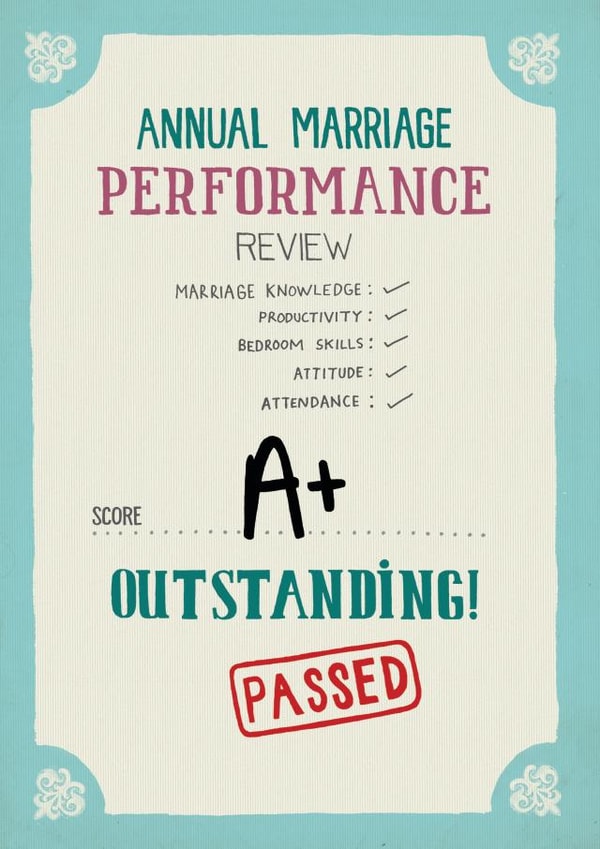 Funny Anniversary Card - Annual Marriage - Performance Review created by Pencilface