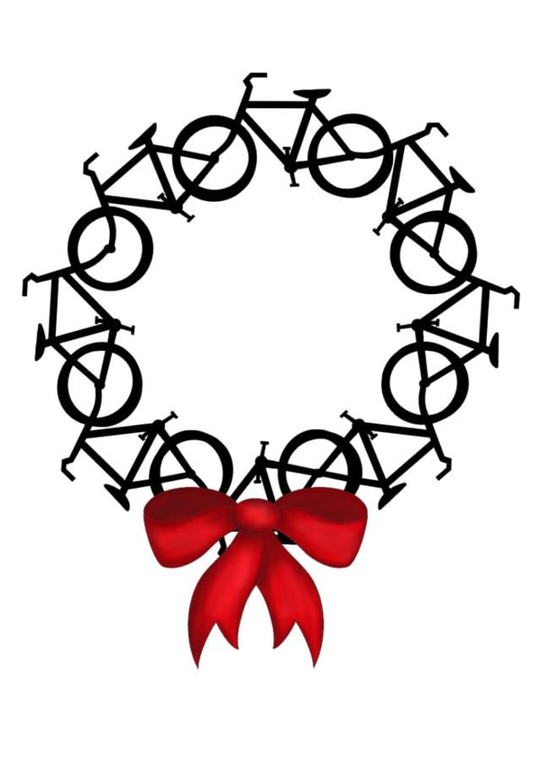 Funny Christmas Card for Cyclist – Festive Wreath Made of Bicycles created by Worry Less Design