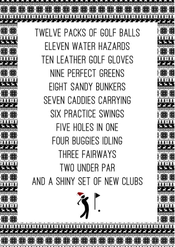 Funny Christmas Card - Golf - 12 Days Of Christmas Golf Themed created by Worry Less Design