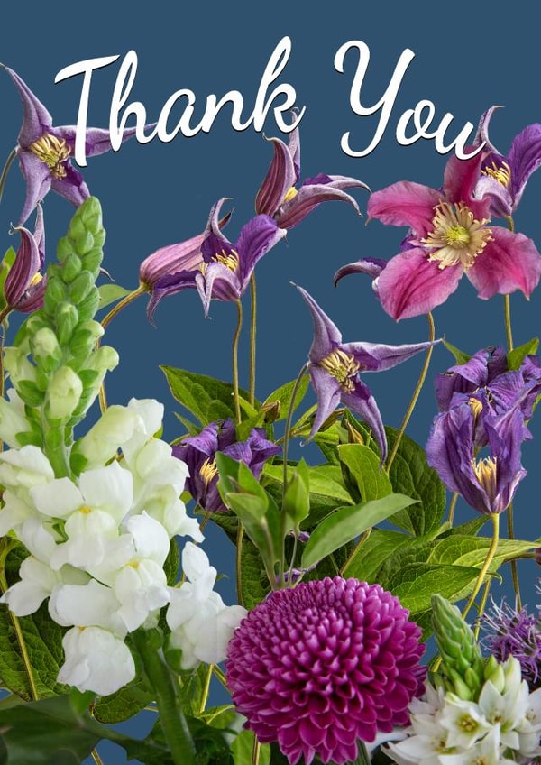 Pretty thank you card for female friend or relative created by Loui's Funky card Designs