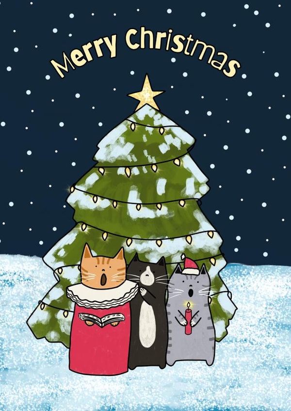 Cute Christmas Card - Cats - Carol Singing created by suzcreate