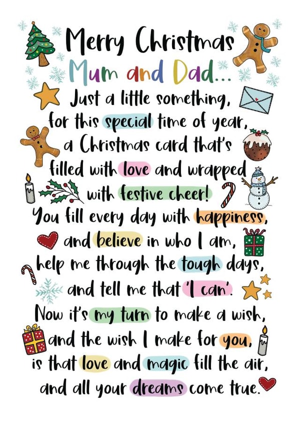 Heartfelt Mum and Dad Merry Christmas Poem created by And You Can Quote Me