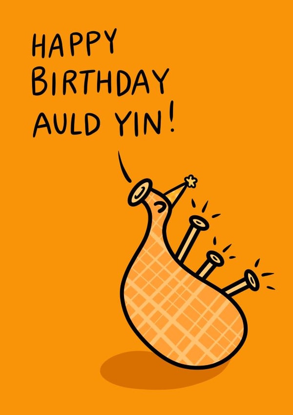 Cute Birthday Card - Happy Birthday Auld Yin - Scottish created by Greetin’ Cards UK