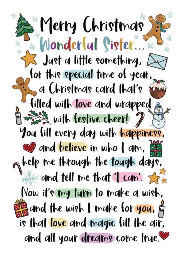 Wonderful Sister Heartfelt Christmas Poem created by And You Can Quote Me