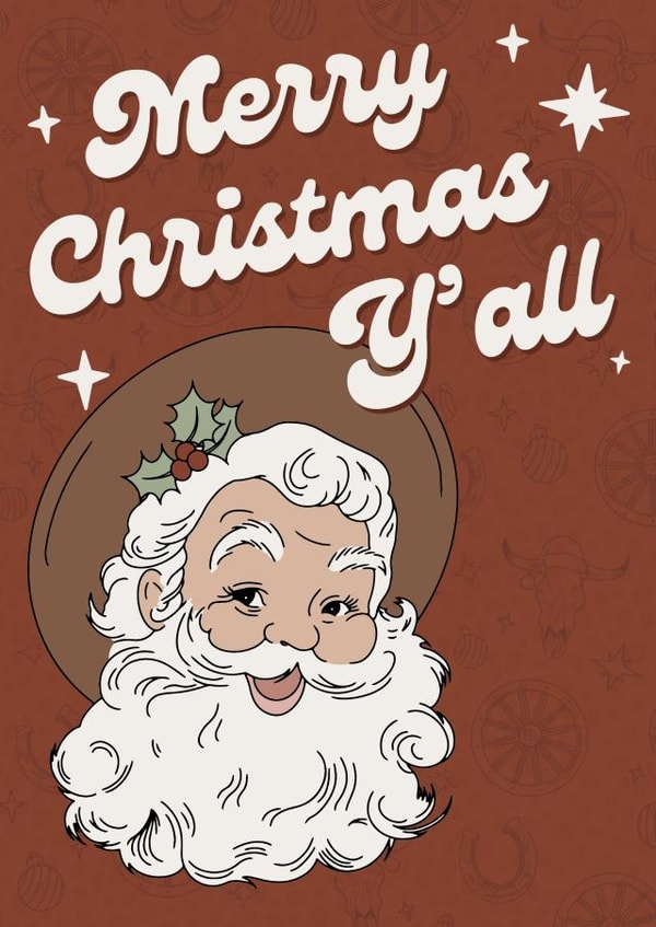 Modern Christmas Card - Santa - Merry Christmas Y'all created by Georgia Fry