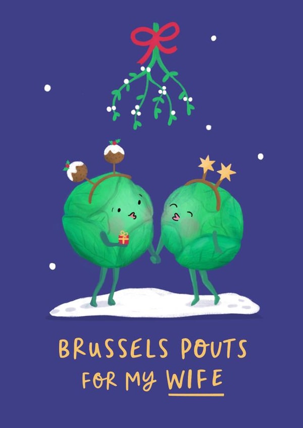 Funny Christmas Card - For Wife - Brussels Sprouts Pun created by Painted Parasol Studio