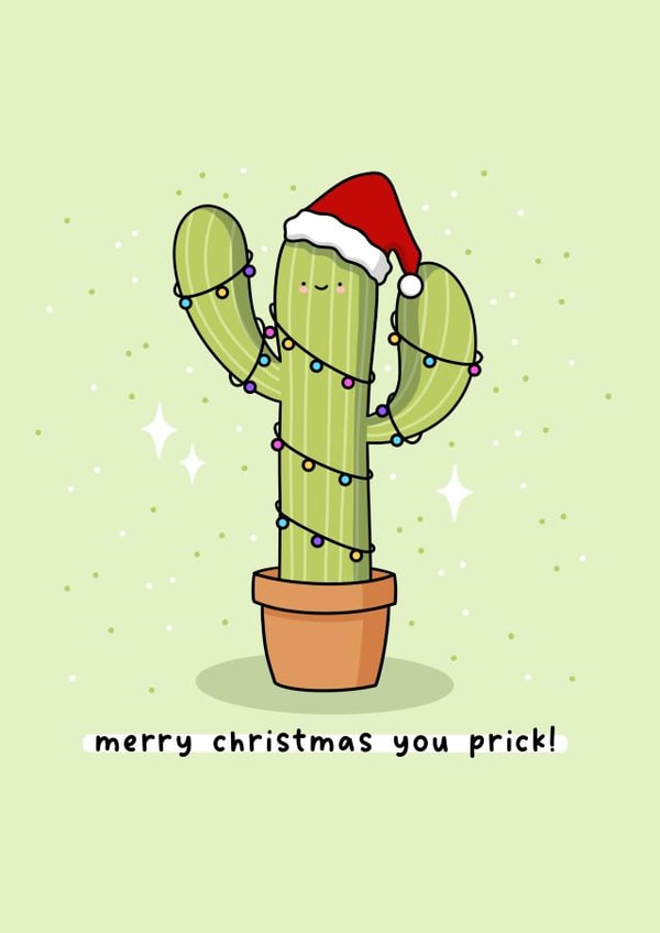 Mature Christmas card - cactus - rude Christmas card - Punny - Kawaii - funny created by Rosalie Perl