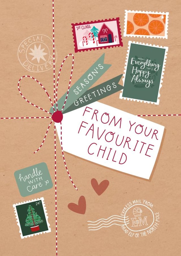 Funny Christmas Card - Special Delivery - From Your Favourite Child created by Two For Joy Illustration
