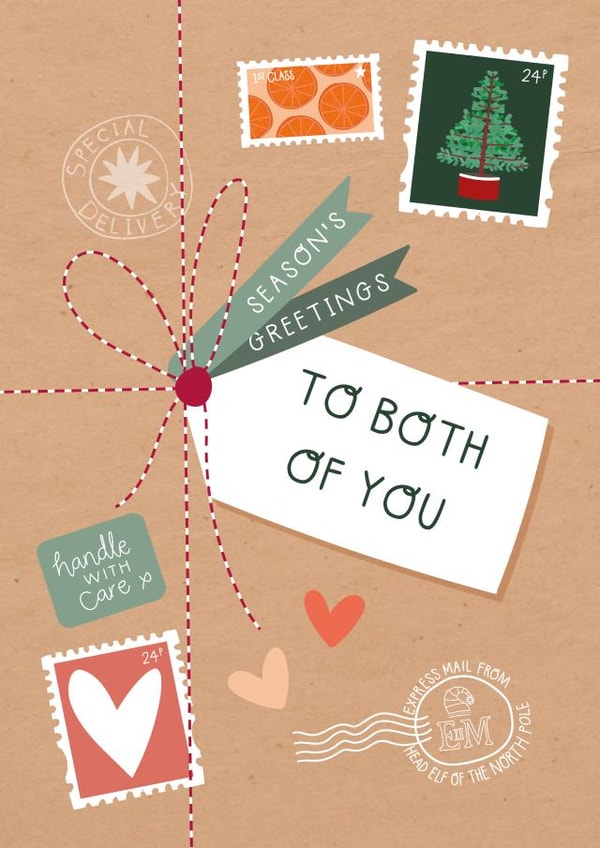 Cute Christmas Card - Both Of You - Special Delivery created by Two For Joy Illustration
