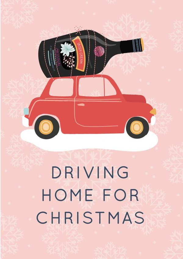 Funny Christmas Card - Driving Home - Baileys created by Two For Joy Illustration